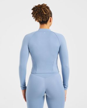 Staple Zip Jacket - Slate Blue: The Ultimate Sculpting Workout Companion