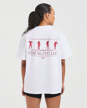 Strength Club Oversized T-Shirt - White/Red | Premium Comfort & Style