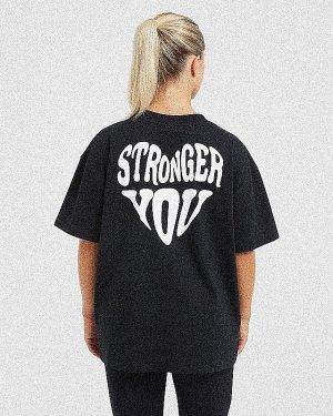 Stronger You Oversized T-Shirt - Black | Premium Comfort & Style