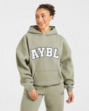 Varsity 2.0 Oversized Hoodie - Muted Olive: The Ultimate Comfort Upgrade