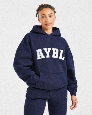 Varsity 2.0 Oversized Hoodie - Navy: The Ultimate Comfort Upgrade