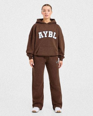Varsity 2.0 Oversized Straight Leg Joggers - Brown