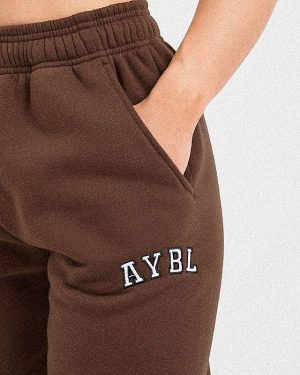 Varsity 2.0 Oversized Straight Leg Joggers - Brown