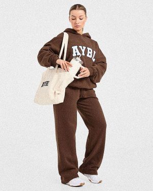 Varsity 2.0 Oversized Straight Leg Joggers - Brown