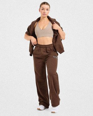Varsity 2.0 Oversized Straight Leg Joggers - Brown