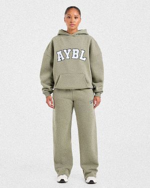 Varsity 2.0 Oversized Straight Leg Joggers - Muted Olive