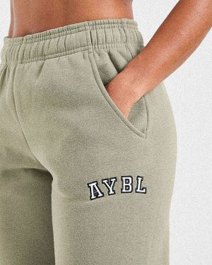 Varsity 2.0 Oversized Straight Leg Joggers - Muted Olive