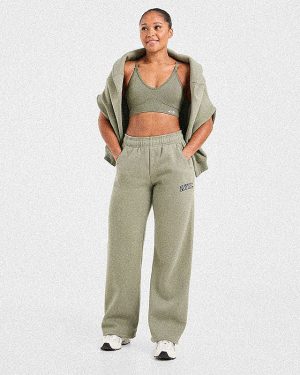 Varsity 2.0 Oversized Straight Leg Joggers - Muted Olive