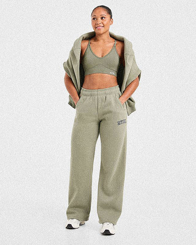 Varsity 2.0 Oversized Straight Leg Joggers - Muted Olive