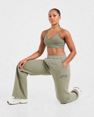 Varsity 2.0 Oversized Straight Leg Joggers - Muted Olive