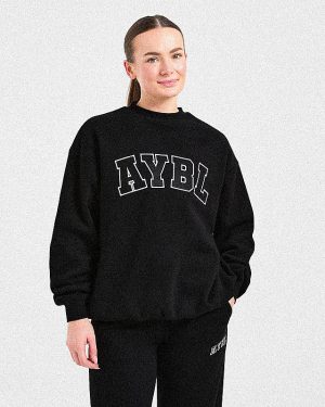 Varsity 2.0 Oversized Sweatshirt - Black: The Ultimate Comfort Upgrade