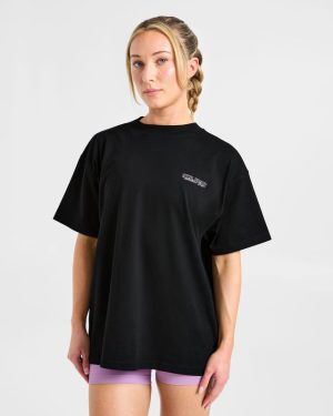 Varsity Dept. Oversized T-Shirt: The Ultimate Black/Lilac Essential
