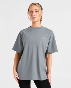 Varsity Dept. Oversized T-Shirt in Slate Grey: The Ultimate Comfort Essential