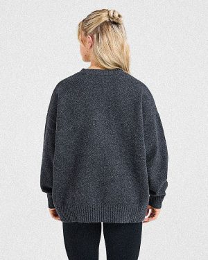 Varsity Oversized Knitted Sweater - Charcoal: The Ultimate Rest Day Essential