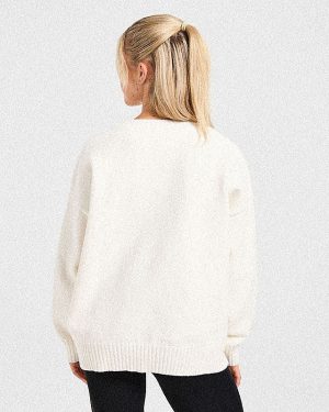 Varsity Oversized Knitted Sweater - Off White