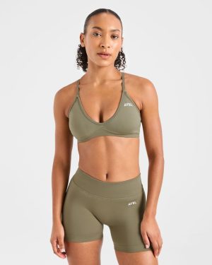 Adapt Seamless Strappy Sports Bra - Muted Olive: The Ultimate Low-Impact Companion