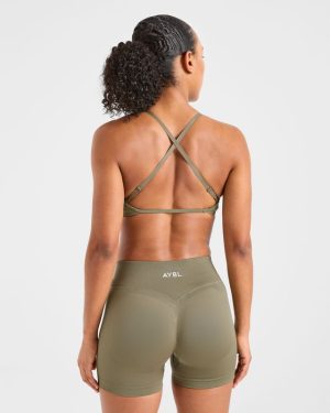 Adapt Seamless Strappy Sports Bra - Muted Olive: The Ultimate Low-Impact Companion
